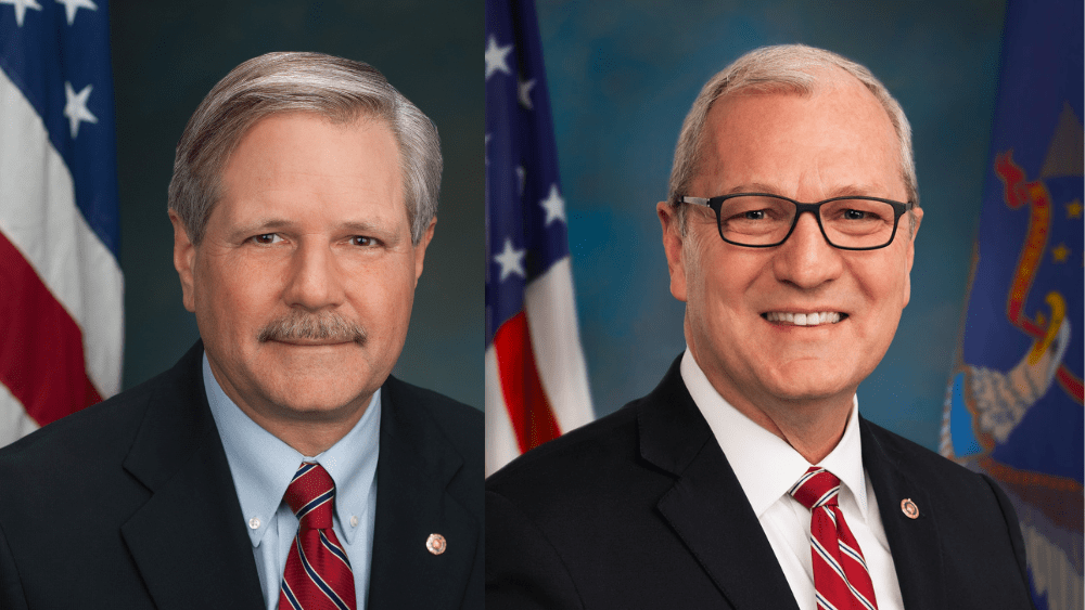 Senators John Hoeven^ left^ and Kevin Cramer