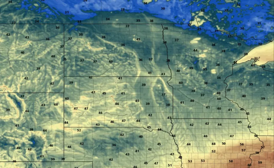 Friday morning temperatures via 12z HRRR: Pivotal Weather