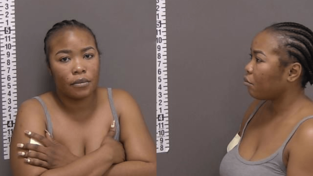 front and side profile mugshots of a woman