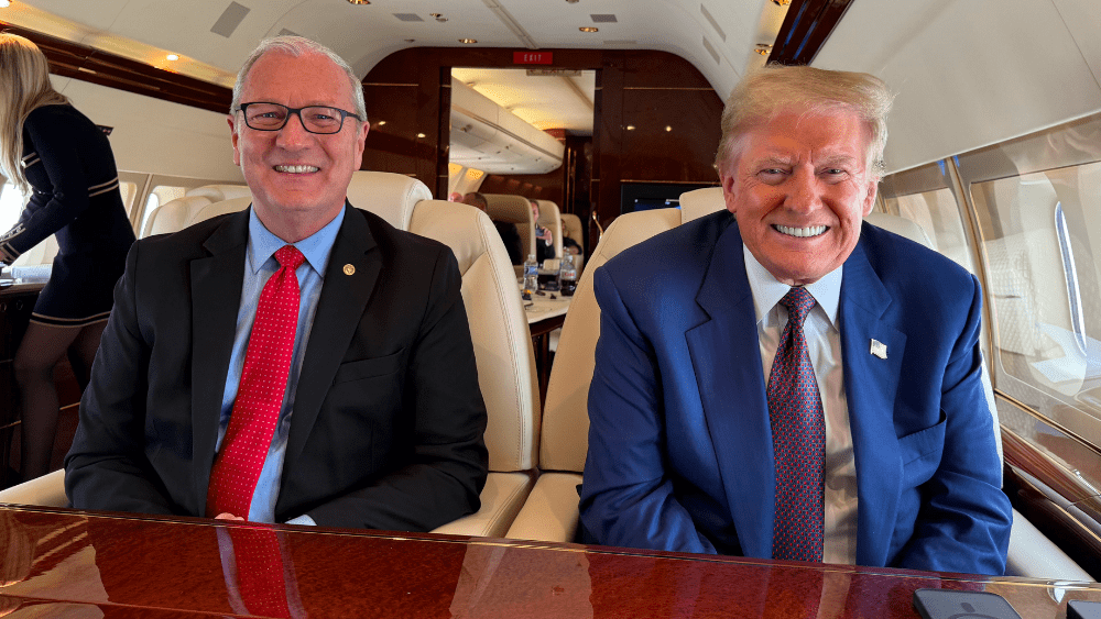 Two men in an airplane