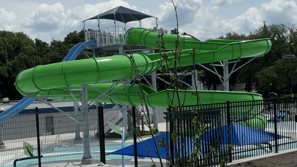 Image of new water slides at Fargo's Island Park Pool