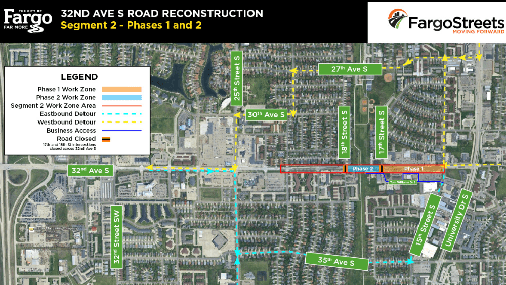 Image of map detailing 32nd Avenue South reconstruction project