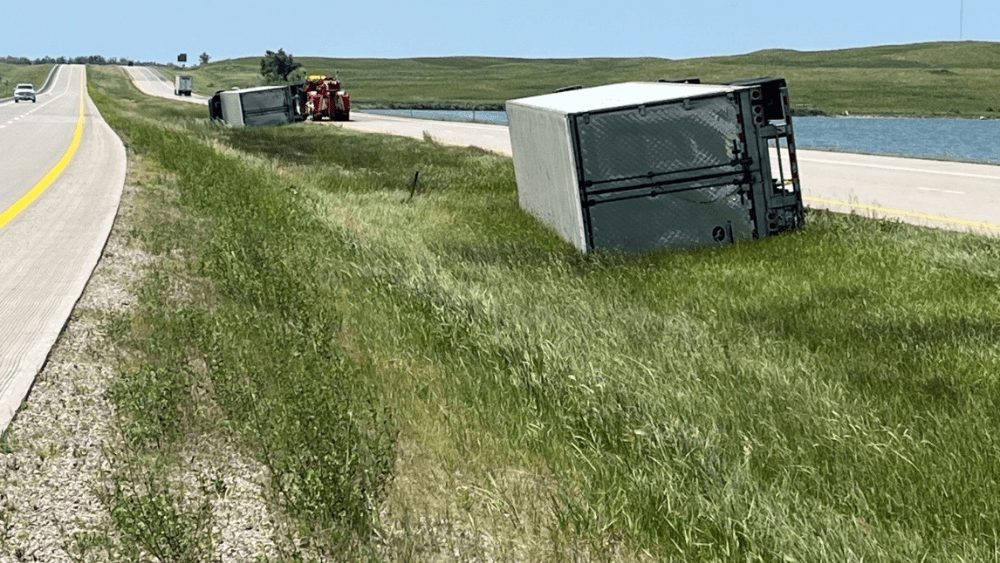 Image of semis overturned along Interstate 94