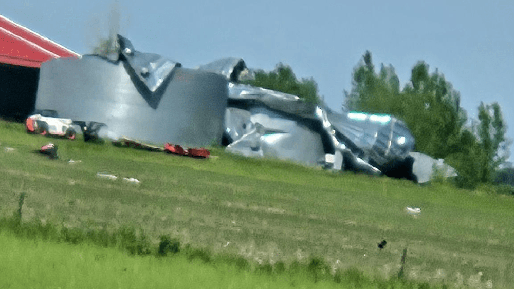 Image of destroyed silo in Hunter ND