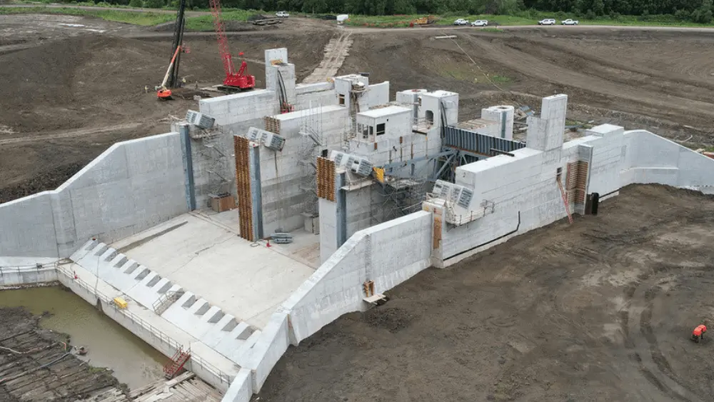 Image of construction of the Red River Control Structure