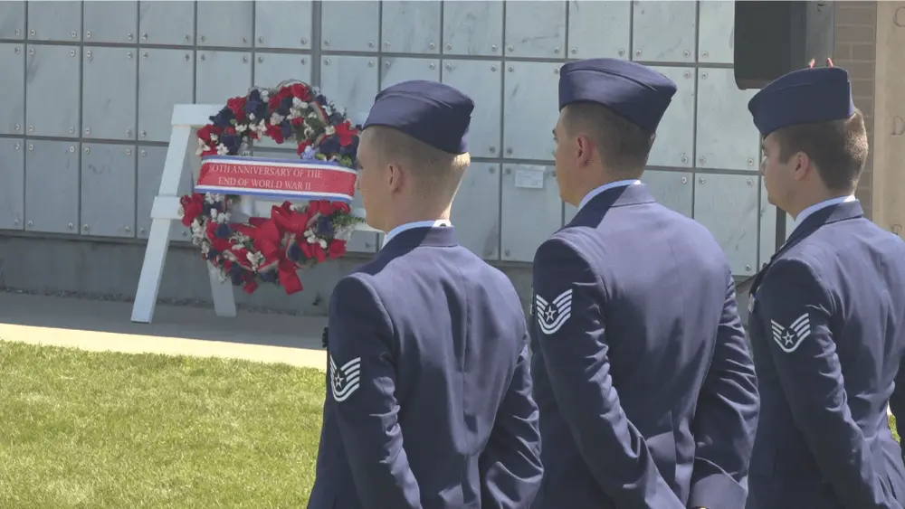 Image of Fargo National Cemetery ceremony marking 80 years since “Victory Day"