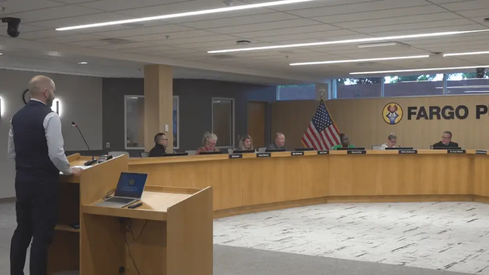 Image of inside of Fargo Public Schools Board meeting