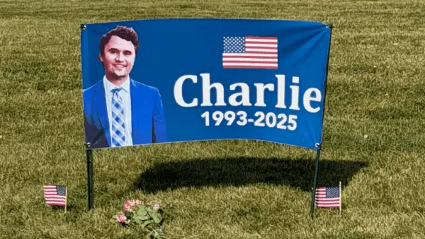 banner^ flower and flags