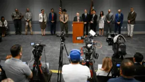 Image of press conference layout in Utah