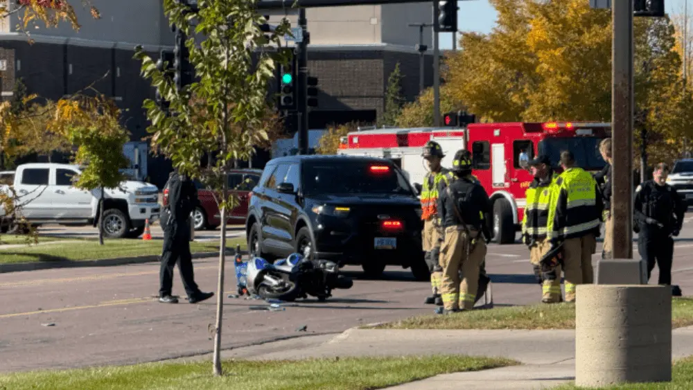Image of moped crash scene