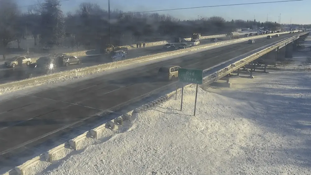 A crash on the Red River Bridge on Interstate 94