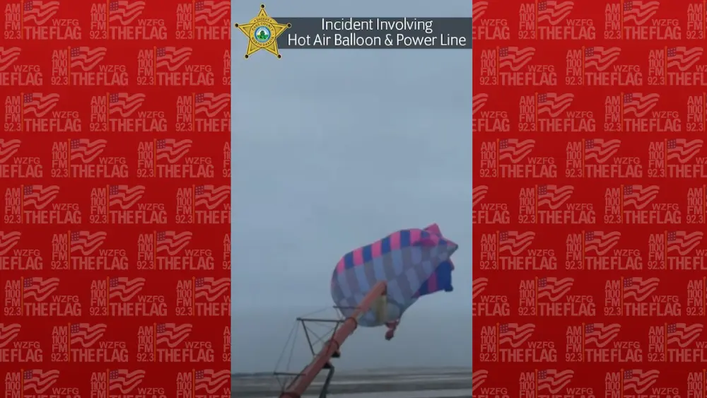 Hot air balloon hitting a power line