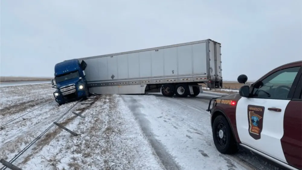 Jackknifed semi near Barnesville