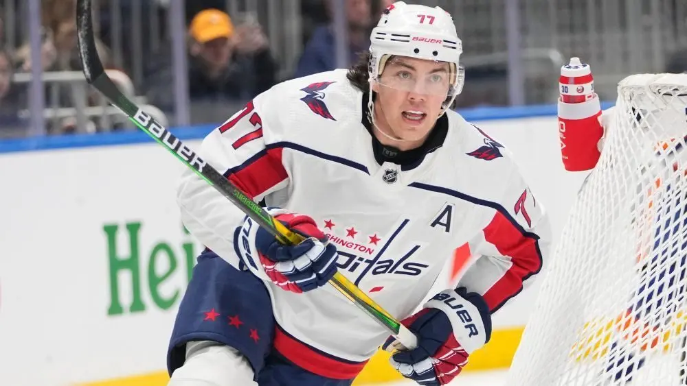 Washington Capitals' T.J. Oshie (77) during the first period of an NHL hockey game against the New York Islanders