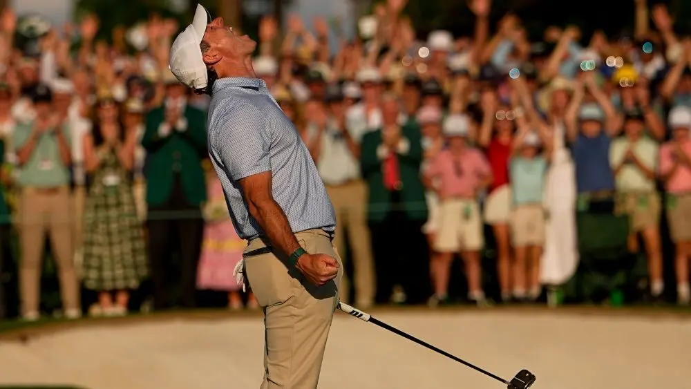 Rory McIlroy celebrating winning The Masters