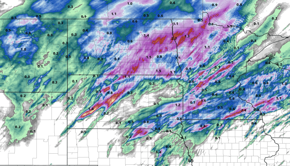 24 hour MRMS Multi-sensor Precipitation Analysis