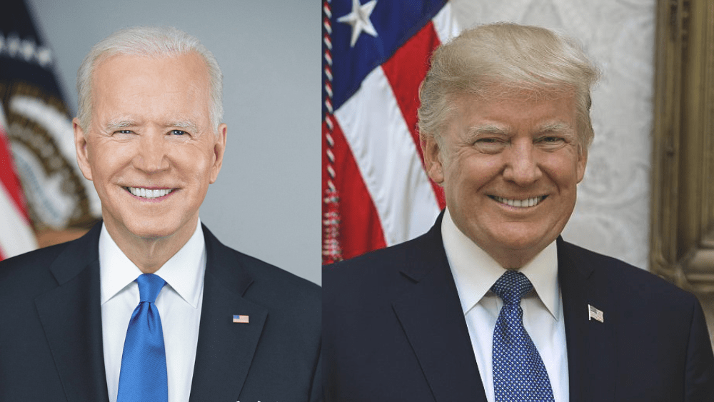 Joe Biden and Donald Trump official portraits