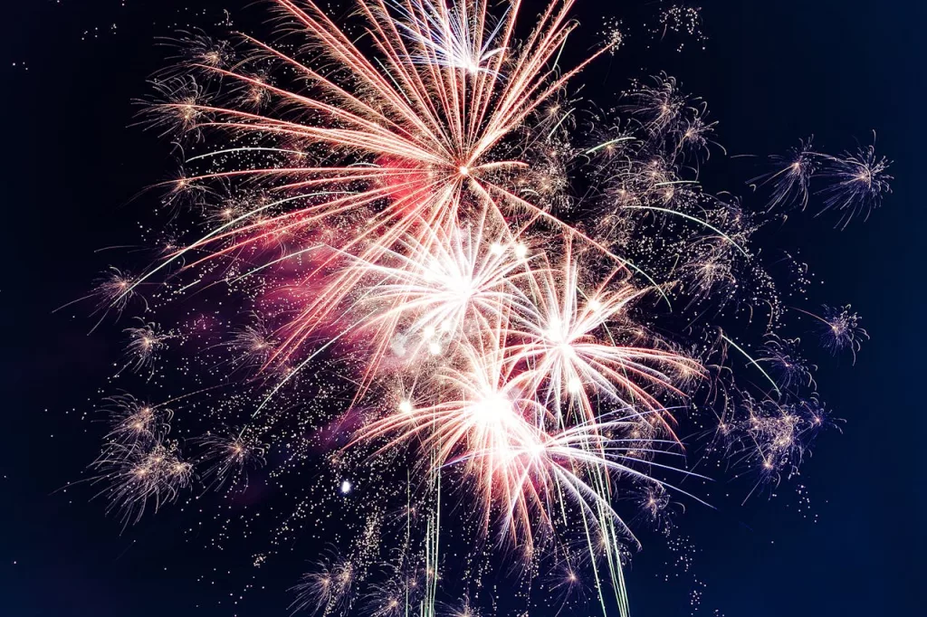 Photo shows exploding fireworks.