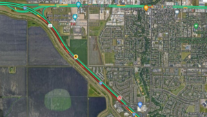 Image of traffic backup due to vehicle crash on Google Maps