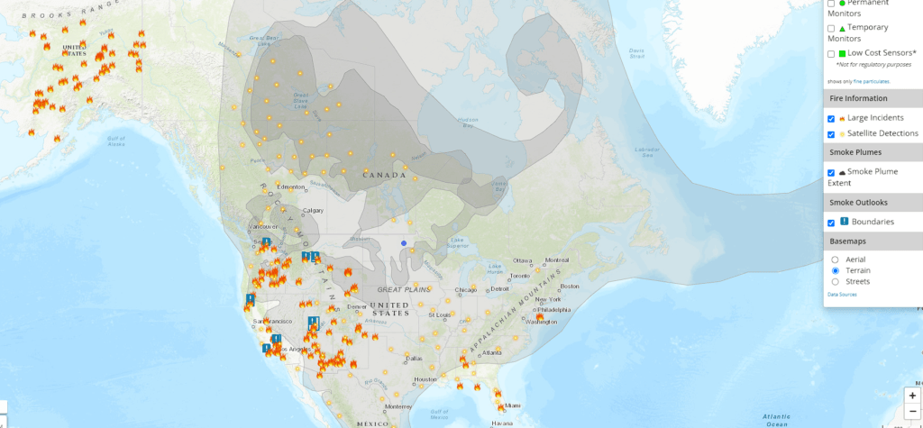 Fire and smoke map 7/18/24