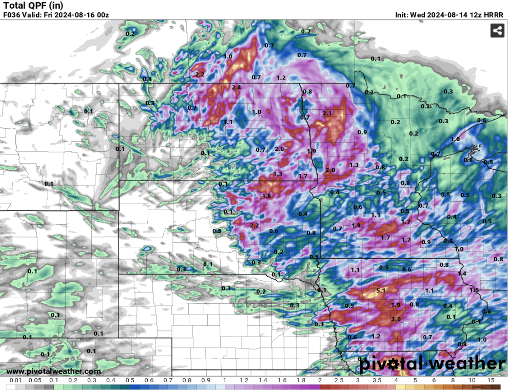 HRRR Model on estimated rainfall