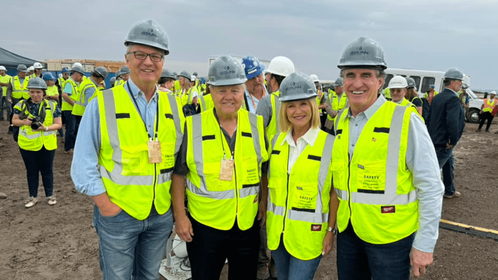 dignitaries gather at construction site