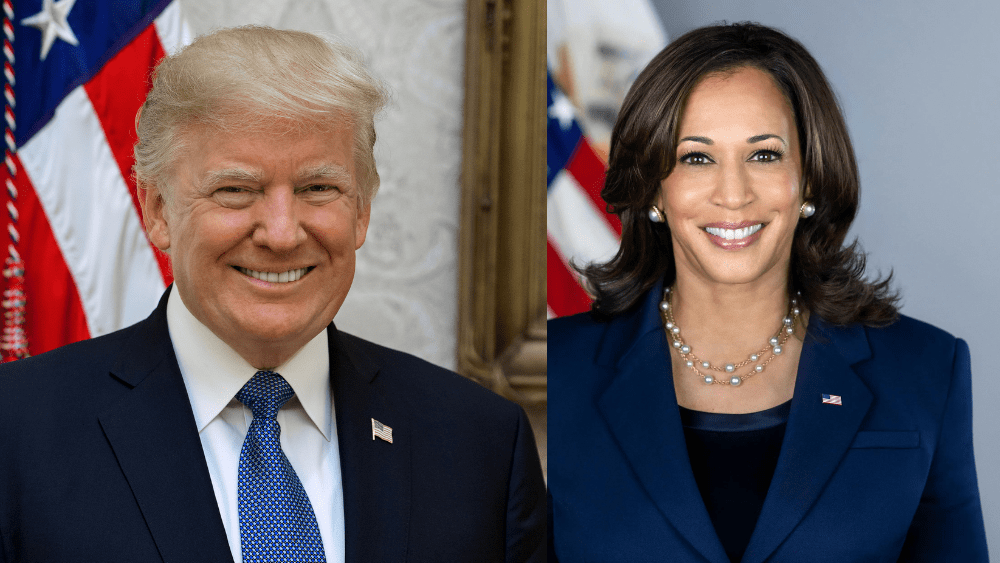 official portraits of Donald Trump and Kamala Harris