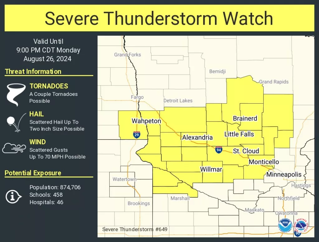 Severe Thunder Storm Watch until 10:00 8/26/24