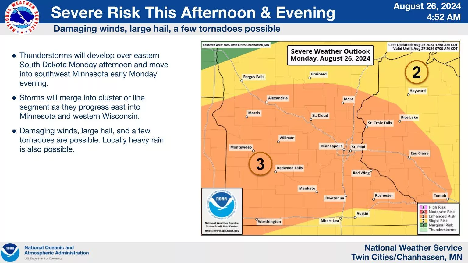 Severe weather outlook for 8/26/24 