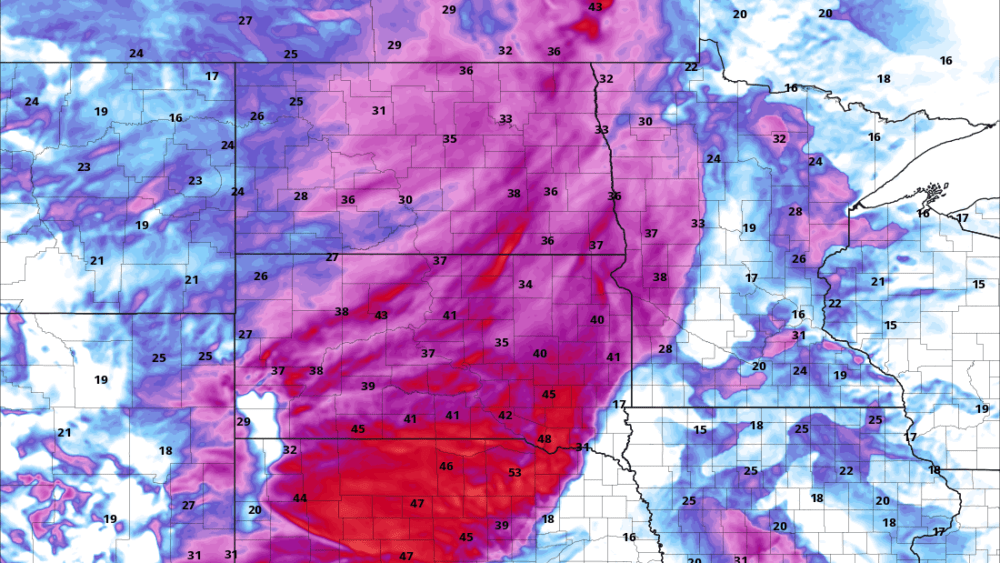 12z HRRR estimated max wind gusts Saturday morning via pivotal weather