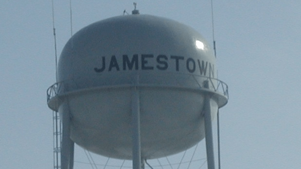 picture of a blue water tower