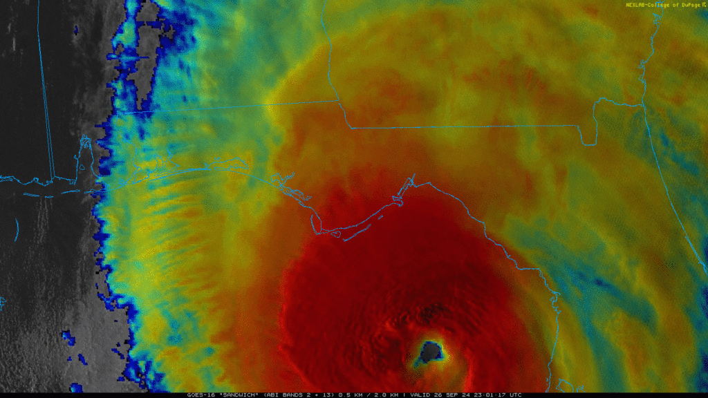 Sandwich IR of Hurricane Helene via goes 16