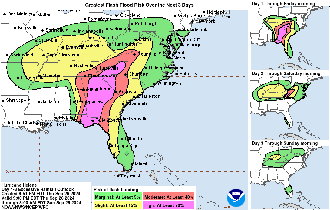 Flash flood risk via National Hurricane Center