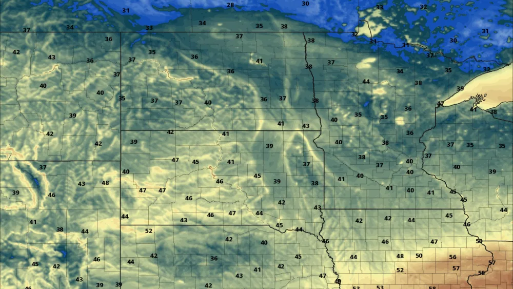 Friday morning temperatures via 12z HRRR: Pivotal Weather