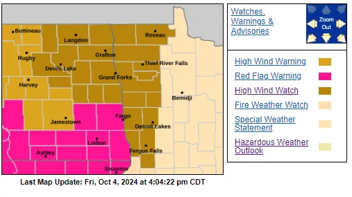 Weather Advisories via National Weather Service Grand Forks, ND.