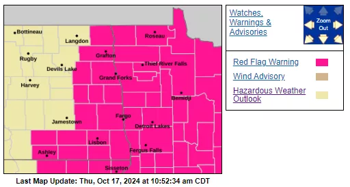 Red flag warnings via national Weather