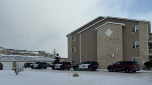 Fargo Police vehicles outside a building