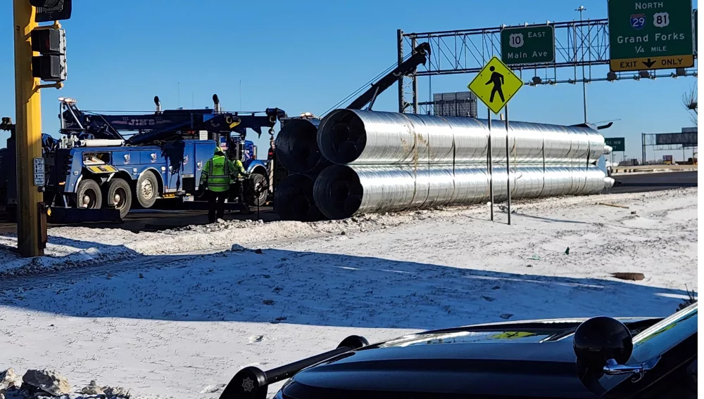 a truck rolled over