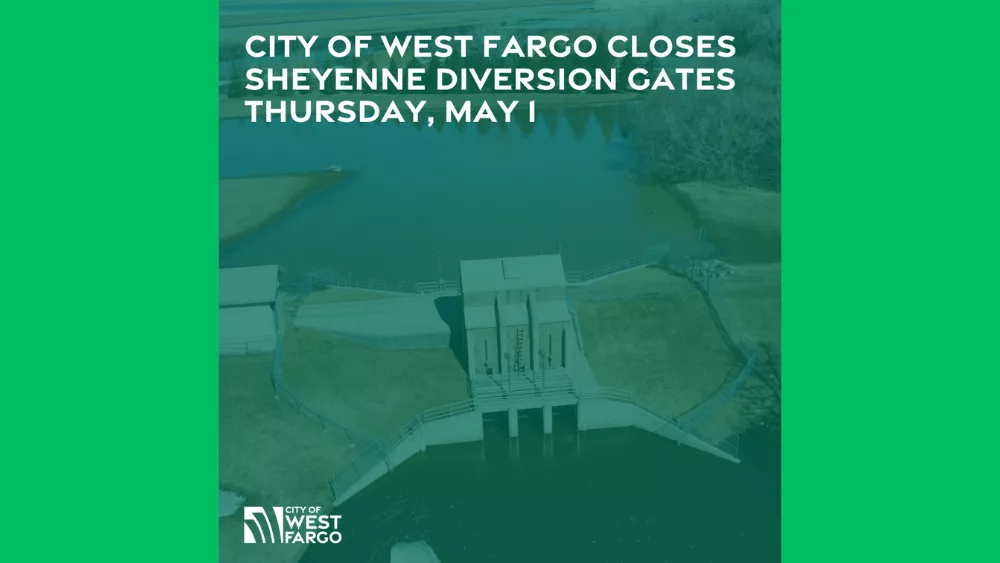 Image of alert from West Fargo about the closure of Sheyenne River Diversion gates