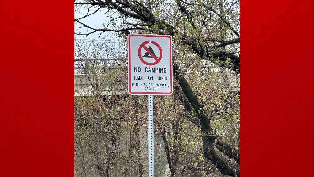 Camping ban sign