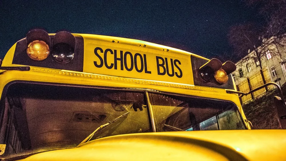 Image of the top front portion of a school bus