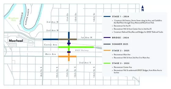 Moorhead underpass construction map