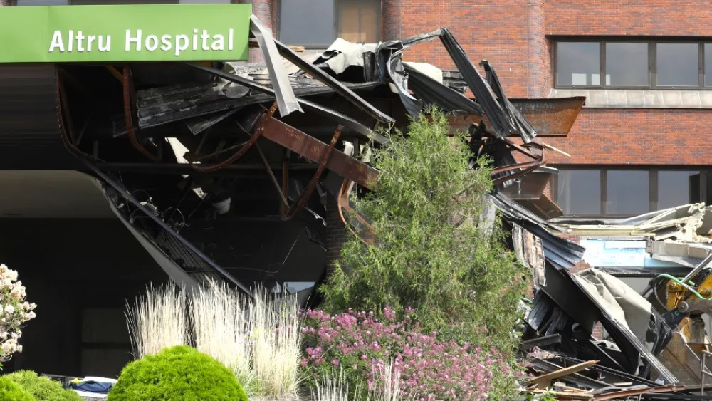 Crews demolish the old Altru Hospital in Grand Forks