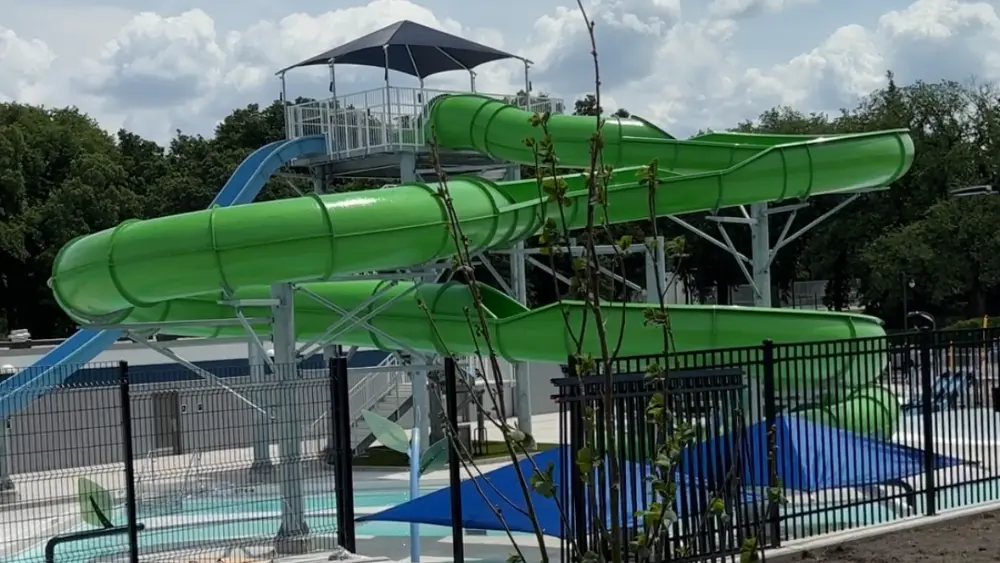 Image of new water slides at Fargo's Island Park Pool