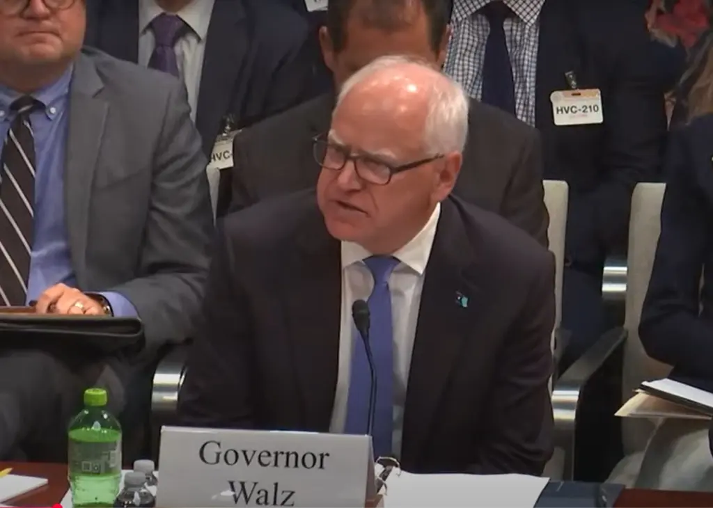 Minnesota Gov. Tim Walz testifying before Congress