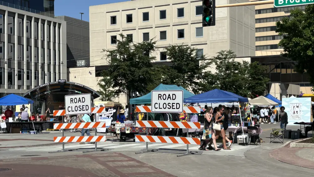 Image of road closure signs at Juneteenth event