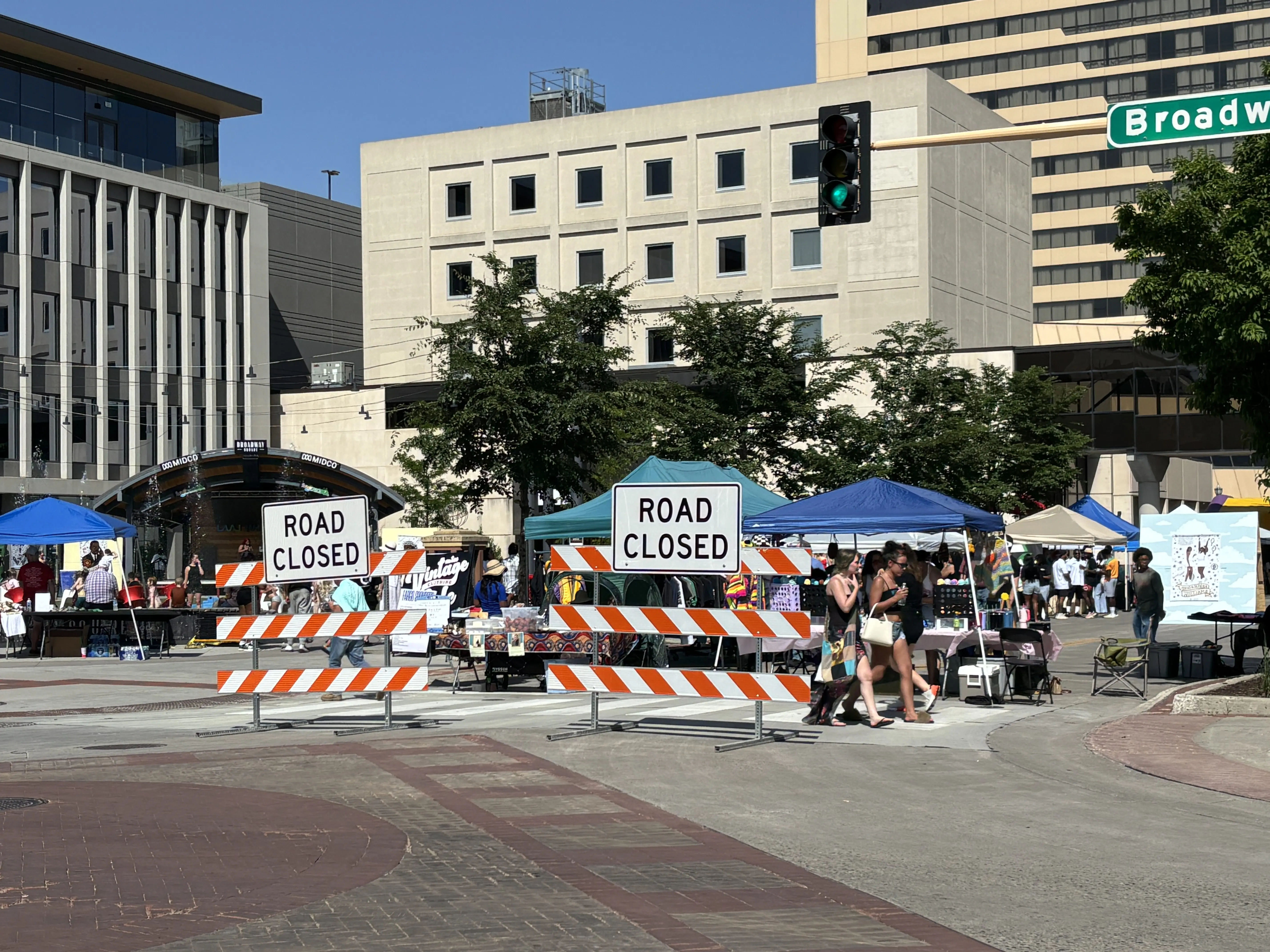 Image of road closure signs at Juneteenth event