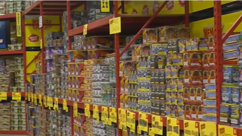 Image of fireworks on store shelves