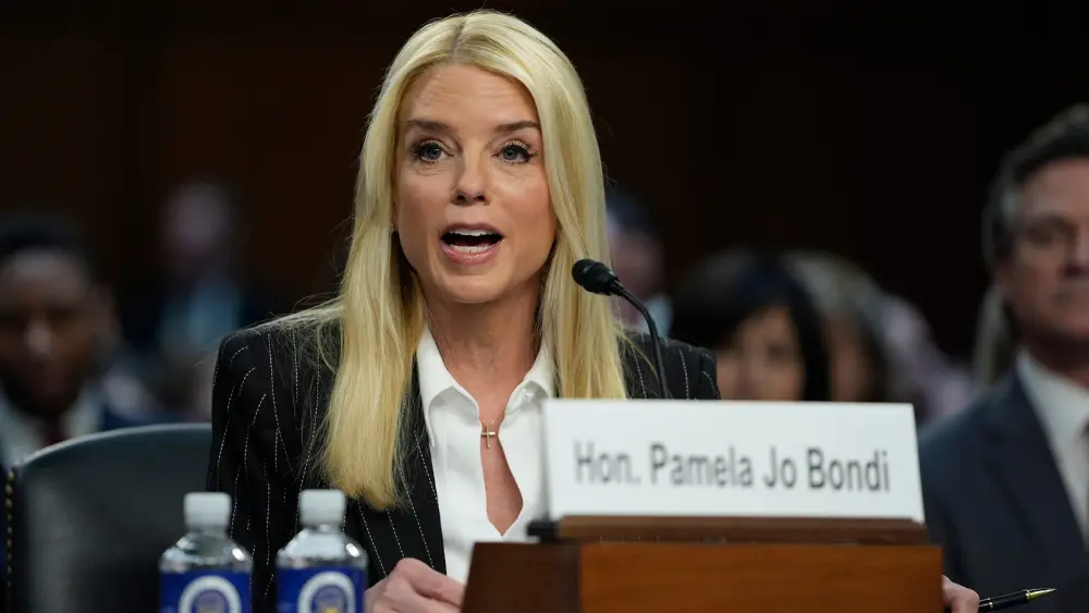 Image of Attorney General Pam Bondi testifying before congressional panel