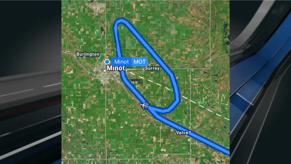Image of radar map showing the path of the close call